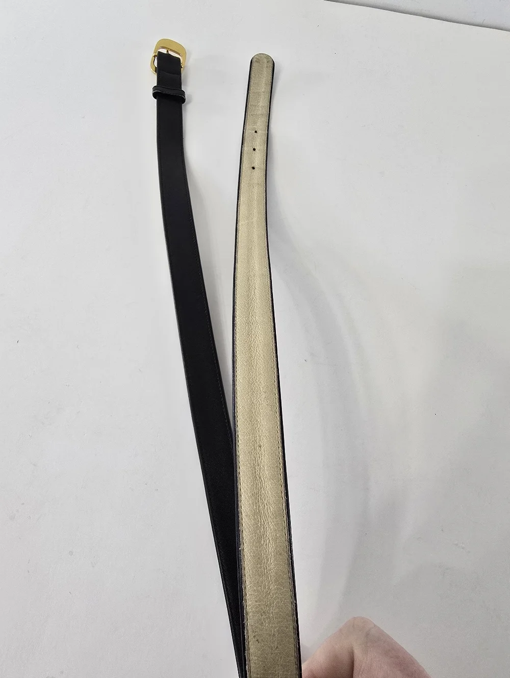 Salvatore Ferragamo Vintage Blue Black Goldtone Leather Belt Size Large Neutral